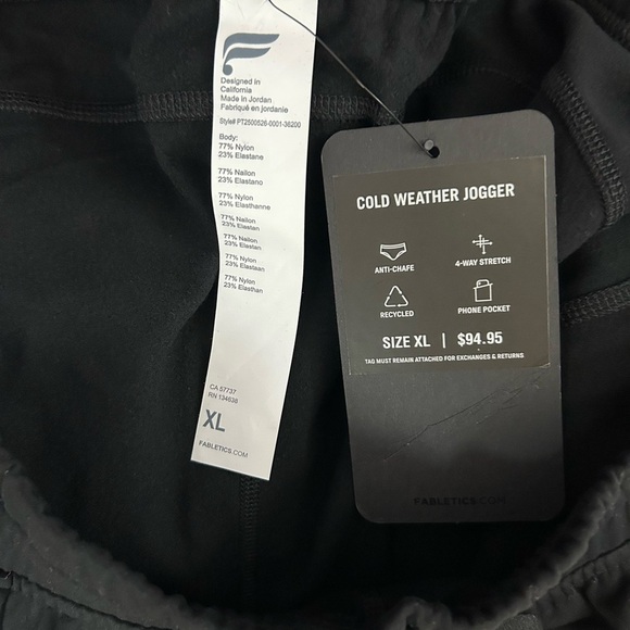 Fabletics Black Cold Weather Joggers Men’s• New • Size: XL - Picture 4 of 5